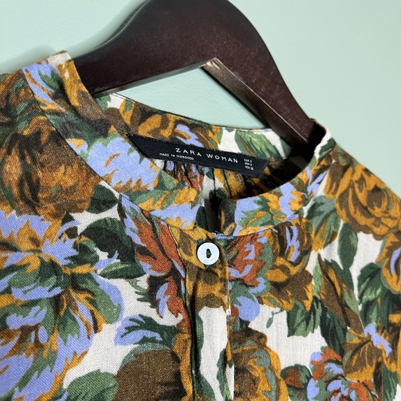 Zara Women vintage retro style floral pattern blouse size small - Picture 4 of 5